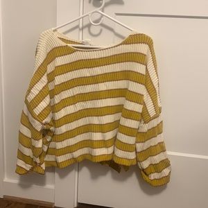 Yellow and white stripe flowy sweater